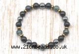 CGB8355 8mm moss agate, black onyx & hematite energy bracelet