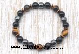 CGB8361 8mm yellow tiger eye, black onyx & hematite energy bracelet