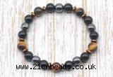 CGB8361 8mm yellow tiger eye, black onyx & hematite energy bracelet