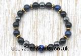 CGB8366 8mm blue tiger eye, black onyx & hematite energy bracelet