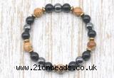 CGB8372 8mm picture jasper, black onyx & hematite energy bracelet