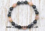 CGB8394 8mm sunstone, black onyx & hematite energy bracelet