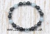 CGB8395 8mm grade A aquamarine, black onyx & hematite energy bracelet