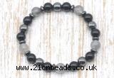 CGB8399 8mm cloudy quartz, black onyx & hematite energy bracelet