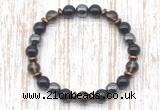 CGB8401 8mm smoky quartz, black onyx & hematite energy bracelet