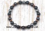 CGB8414 8mm garnet, black onyx & hematite energy bracelet