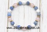 CGB8432 8mm matte lapis lazuli, white howlite, rose quartz & hematite power beads bracelet