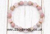 CGB8435 8mm matte pink wooden jasper, rose quartz & hematite power beads bracelet