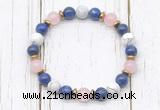 CGB8441 8mm lapis lazuli, white howlite, rose quartz & hematite power beads bracelet