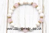 CGB8451 8mm white howlite turquoise, rose quartz & hematite power beads bracelet