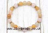 CGB8456 8mm yellow aventurine, rose quartz & hematite power beads bracelet