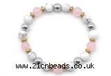 CGB8487 8mm rose quartz, white howlite & hematite energy bracelet