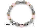 CGB8519 8mm rose quartz, labradorite & hematite energy bracelet