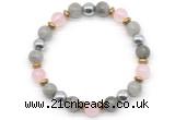 CGB8519 8mm rose quartz, labradorite & hematite energy bracelet