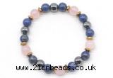 CGB8524 8mm rose quartz, lapis lazuli & hematite energy bracelet
