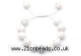 CGB8551 12mm round white howlite adjustable macrame bracelets