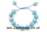 CGB8552 12mm round blue howlite adjustable macrame bracelets