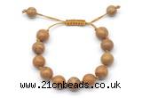 CGB8575 12mm round wooden jasper adjustable macrame bracelets