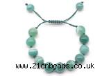 CGB8596 12mm round green banded agate adjustable macrame bracelets