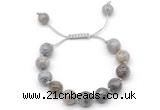 CGB8606 12mm round silver needle agate adjustable macrame bracelets