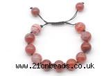 CGB8612 12mm round fire agate adjustable macrame bracelets