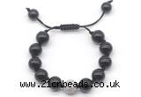 CGB8613 12mm round black onyx adjustable macrame bracelets