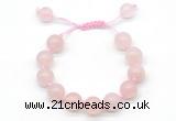 CGB8617 12mm round rose quartz adjustable macrame bracelets