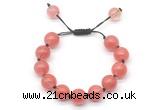 CGB8623 12mm round cherry quartz adjustable macrame bracelets