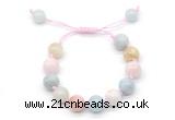 CGB8625 12mm round morganite adjustable macrame bracelets