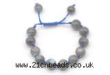 CGB8628 12mm round labradorite adjustable macrame bracelets