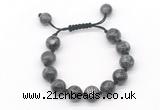 CGB8630 12mm round black labradorite adjustable macrame bracelets