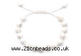 CGB8651 8mm,10mm round white howlite adjustable macrame bracelets