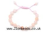 CGB8655 8mm,10mm round pink aventurine adjustable macrame bracelets