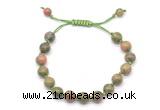 CGB8660 8mm,10mm round unakite adjustable macrame bracelets