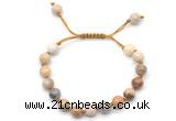 CGB8662 8mm,10mm round fossil coral adjustable macrame bracelets