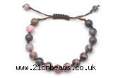 CGB8663 8mm,10mm round rhodonite adjustable macrame bracelets