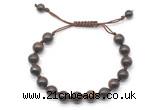 CGB8665 8mm,10mm round bronzite adjustable macrame bracelets