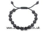 CGB8668 8mm,10mm round black lava adjustable macrame bracelets