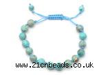 CGB8671 8mm,10mm round blue sea sediment jasper adjustable macrame bracelets