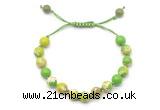 CGB8672 8mm,10mm round green sea sediment jasper adjustable macrame bracelets