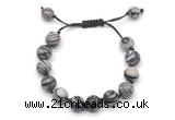 CGB8693 8mm,10mm round black water jasper adjustable macrame bracelets