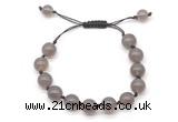 CGB8705 8mm,10mm round grey agate adjustable macrame bracelets