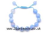 CGB8708 8mm,10mm round blue banded agate adjustable macrame bracelets