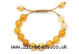 CGB8709 8mm,10mm round yellow banded agate adjustable macrame bracelets