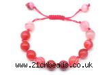 CGB8710 8mm,10mm round red banded agate adjustable macrame bracelets