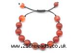 CGB8711 8mm,10mm round red banded agate adjustable macrame bracelets