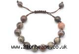 CGB8716 8mm,10mm round ocean agate adjustable macrame bracelets