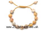 CGB8717 8mm,10mm round yellow crazy lace agate adjustable macrame bracelets