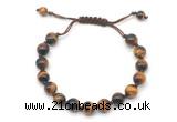 CGB8726 8mm,10mm round yellow tiger eye adjustable macrame bracelets