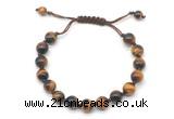 CGB8726 8mm,10mm round yellow tiger eye adjustable macrame bracelets